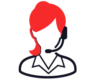 virtual receptionist icon with red colored hair - contact us