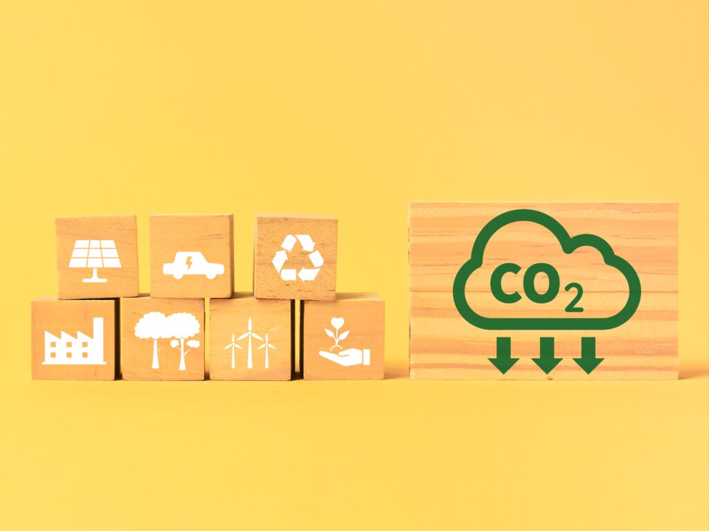 Reducing Carbon Footprint Concept With Icons On Wo 2023 03 14 08 17 34 Utc